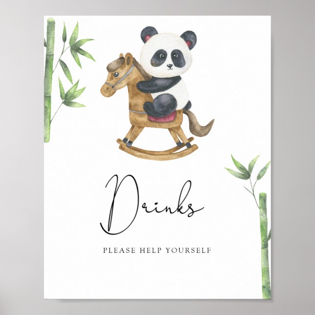 Affiche Ours Panda Boissons servez-vous (Devant)