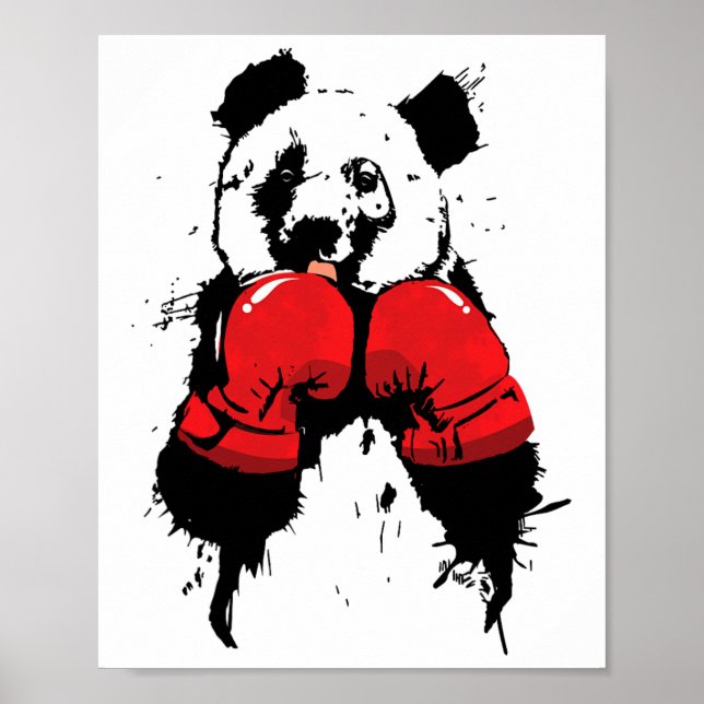Affiche Ours panda boxeur Pop Art  (Devant)