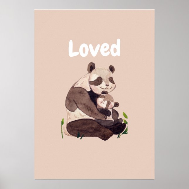 Affiche Ours Panda Mignon Aimé Enlacement Bébé Art De Pépi (Devant)