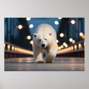 Affiche Ours Polaire Animau De La Faune Dans La Rue