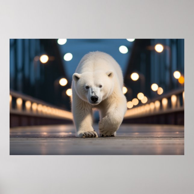Affiche Ours Polaire Animau De La Faune Dans La Rue (Devant)