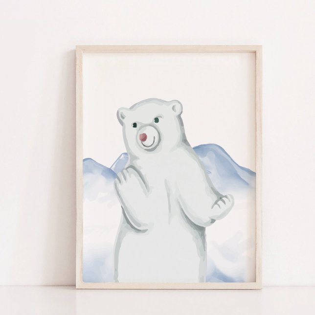 Affiche Ours polaire Artique Animal Nourriture Décor Mur (Polar Bear Arctic Animal Nursery Wall Decor)