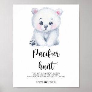 Affiche Ours polaire - chasse à la suce baby shower de cha