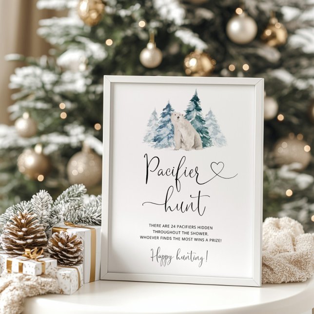 Affiche Ours polaire chasse Pacifique jeu de baby shower P (Créateur téléchargé)