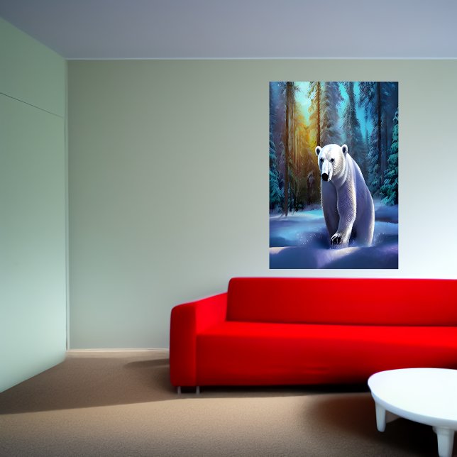 Affiche Ours polaire dans la forêt enneigée | AI Art Poste (Créateur téléchargé)