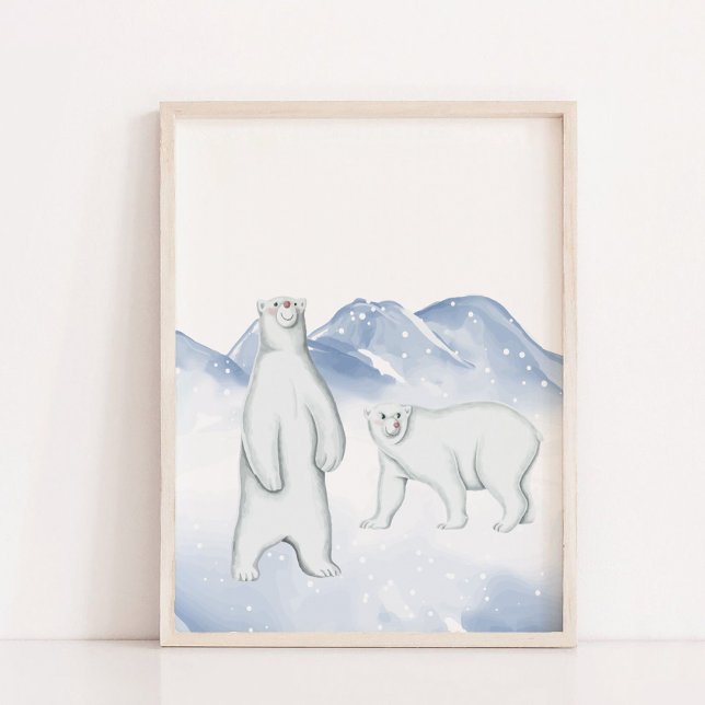 Affiche Ours polaire d'hiver neige Décor du mur de la pépi (Snow Winter Polar Bear Arctic Nursery Wall Decor)