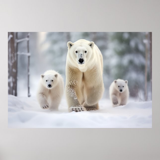 Affiche Ours polaire Famille animal errant (Devant)