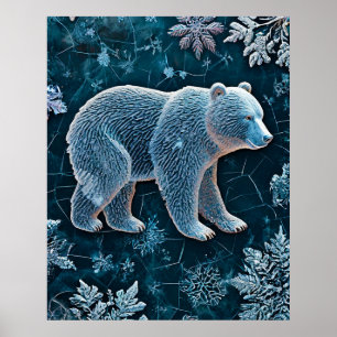 Affiche Ours Polaire Glace Cristal Arctique Animal Gelé