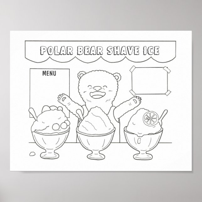 Affiche Ours Polaire Glace Râpée Coloriage Téléchargeable  (Devant)