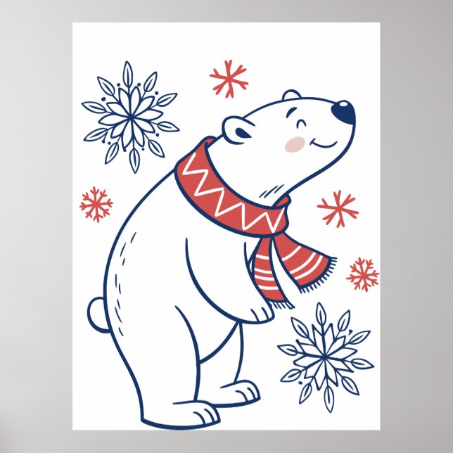 Affiche Ours polaire joyeux Design de vacances d'hiver (Devant)