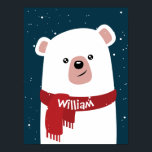 Affiche Ours polaire l Noël l Fête Personnalisable<br><div class="desc">Ours polaire personnalisées Noël et affiche du nouvel an. Le cadeau parfait pour la saison des fêtes. Customisez ce poster de vacances avec votre propre texte personnalisé. Partie d'une collection.</div>