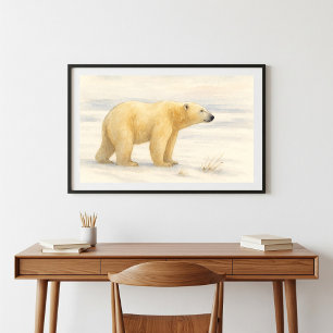 Affiche Ours polaire majestueux : Aquarelle de la faune ar
