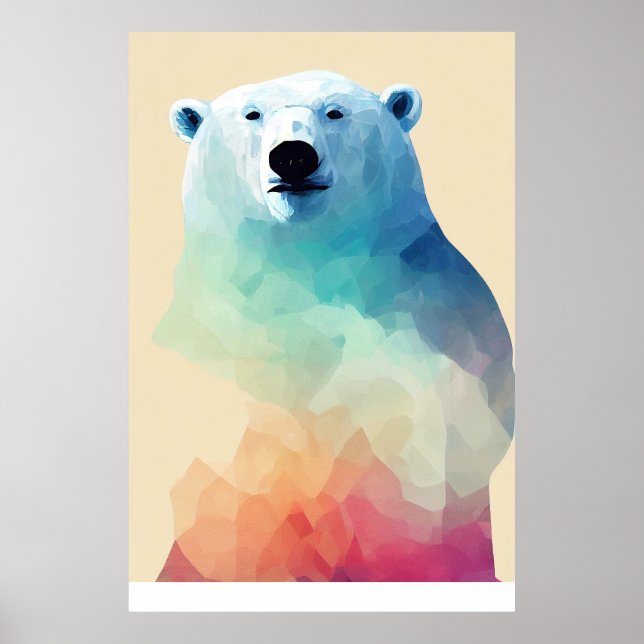 Affiche Ours Polaire Nature sauvage Couleurs animales Pein (Devant)