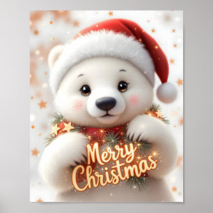 Affiche Ours polaire numérique de Noël