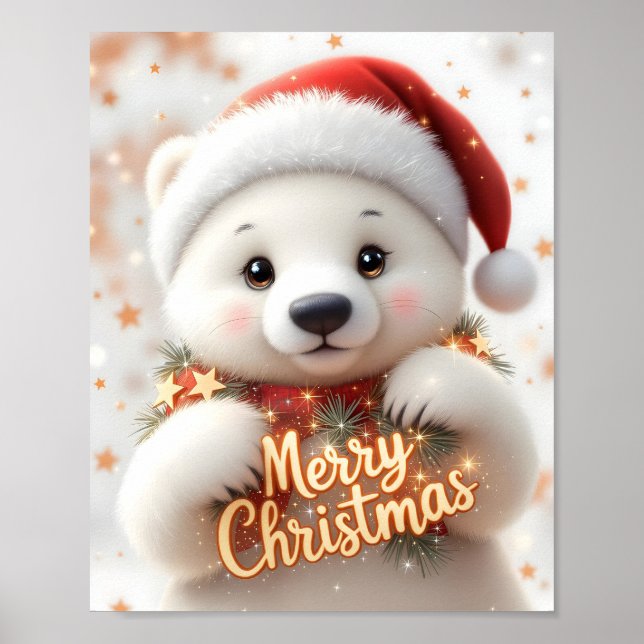 Affiche Ours polaire numérique de Noël (Devant)