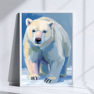 Affiche Ours polaire Peinture d'animal d'hiver à l'aquar
