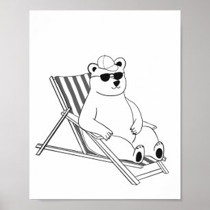 Affiche Ours polaire sur chaise longue