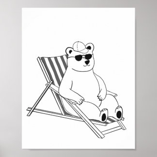 Affiche Ours polaire sur chaise longue
