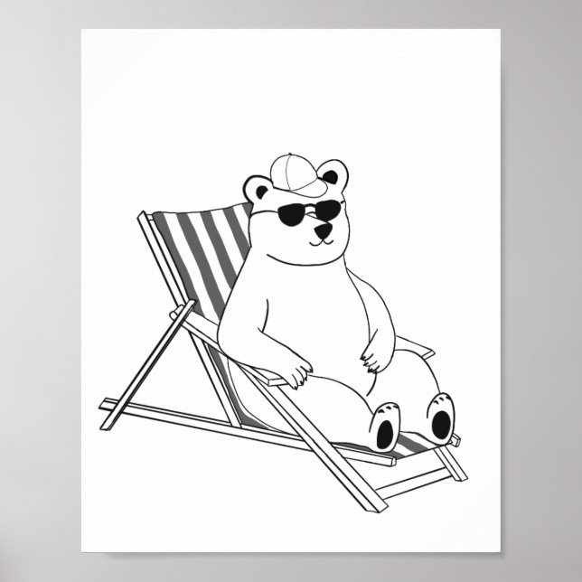 Affiche Ours polaire sur chaise longue (Devant)