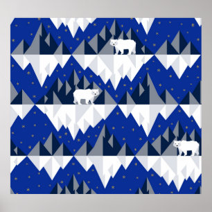 Affiche Ours polaire sur Iceberg Motif sans couture.