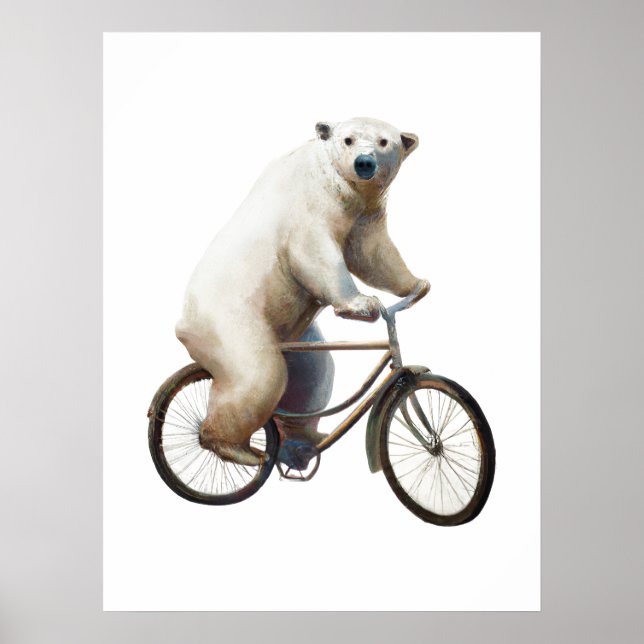 Affiche Ours Polaire Sur Vélo (Devant)
