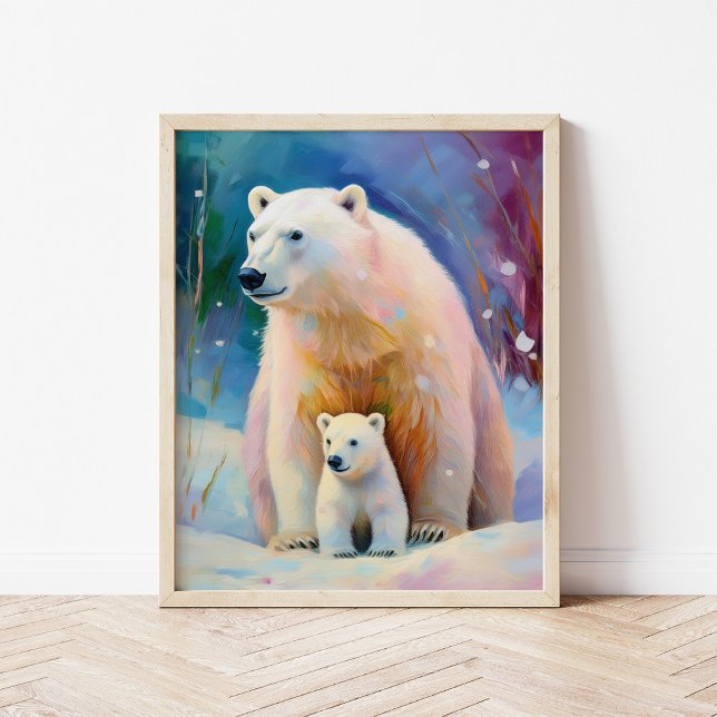 Affiche Ours Polaires Hiver Enneigé Art Moderne (Créateur téléchargé)