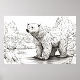 Affiche Ours polaires Nature paisible Esquisse de prairie