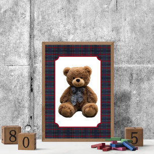 Affiche Ours Polo Tartan Écossais Garçon Enfants Crèche