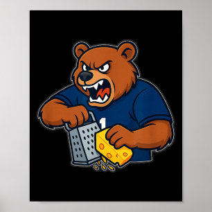 Affiche Ours râpe fromage drôle