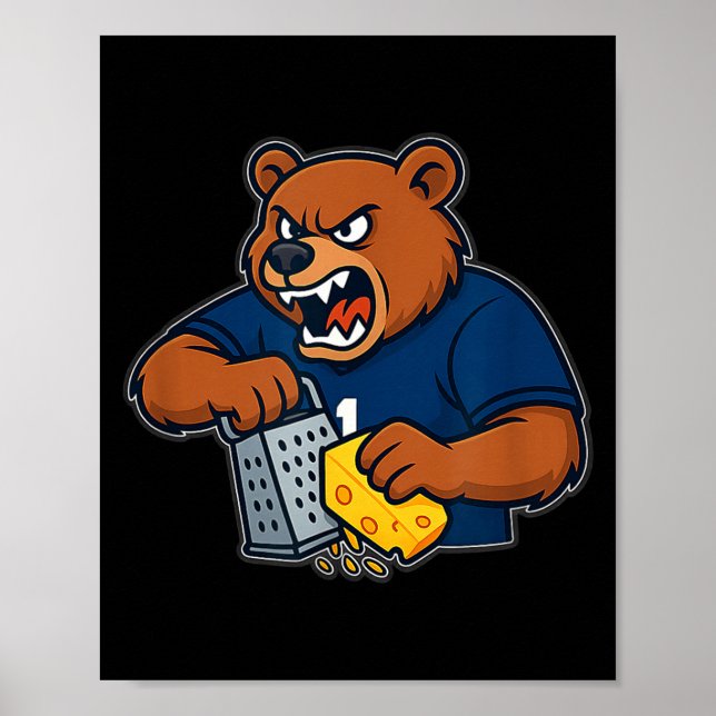 Affiche Ours râpe fromage drôle  (Devant)