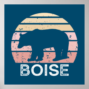 Affiche Ours rétro Boise Idaho