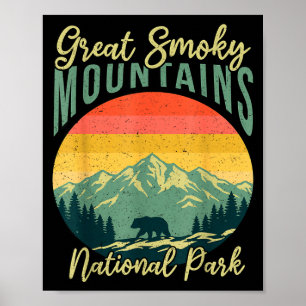 Affiche Ours rétro parc national des montagnes Great Smoky