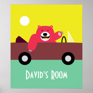 Affiche Ours rouge dans l'affiche convertible