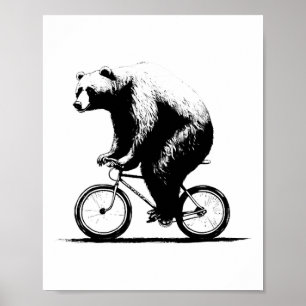 Affiche Ours roulant à bicyclette cyclisme VTT cyclisme cy