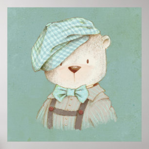 Affiche Ours Teddy Whimsy mignon adorable sucré