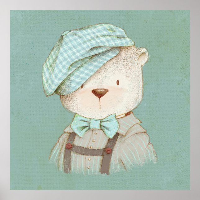 Affiche Ours Teddy Whimsy mignon adorable sucré (Devant)