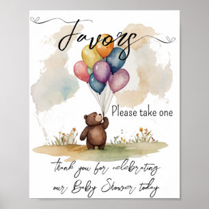 Affiche Ours Thème Hommes Baby showers neutres Faveurs