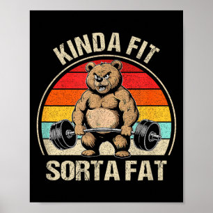 Affiche Ours un peu en forme plutôt gros drôle mignon halt