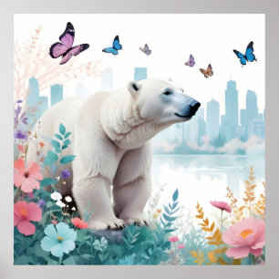 Affiche Ours Vintage Animal Nature Environnement Ville Déc
