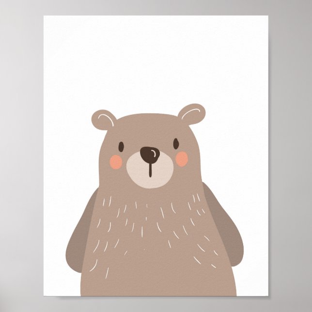 Affiche Ours Woodland Animal Nursering Mur Art Imprimer (Devant)