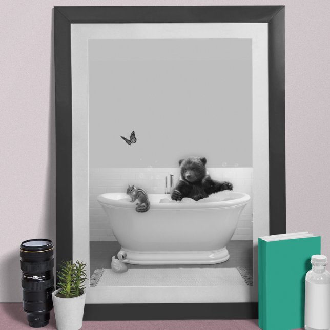 Affiche Ourson dans la baignoire Mousse de bain Nurserie (Créateur téléchargé)
