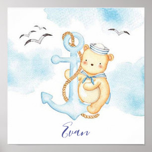 Affiche Ourson marin mignon bébé   