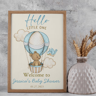 Affiche Ourson Mignon Bonjour Petit Enfant Baby Shower