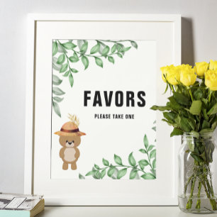 Affiche Ourson Mignon Dans les Favors de Baby Shower en Bo
