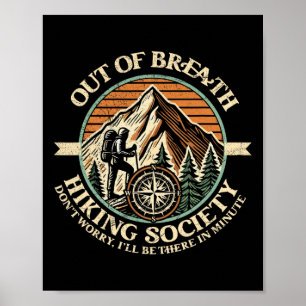 Affiche Out Breath Randonnée Society Funny Mountain Outdoo