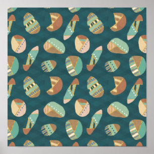 Affiche Outdoor Geo Step Blue Pattern