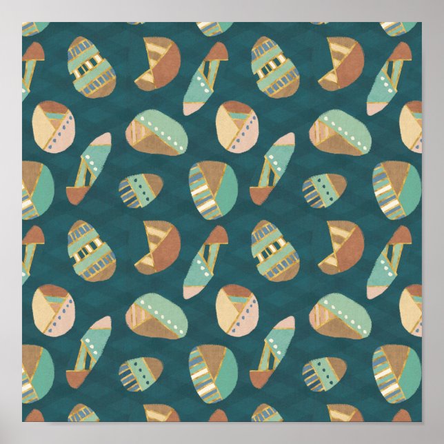 Affiche Outdoor Geo Step | Blue Pattern (Devant)