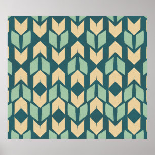Affiche Outdoor Geo Step   Geometric Teal Arrow Pattern