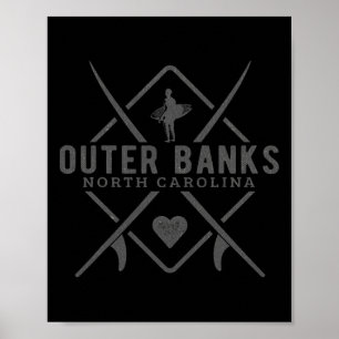 Affiche Outer Nks Caroline du Nord Surfing Souvenir Outer