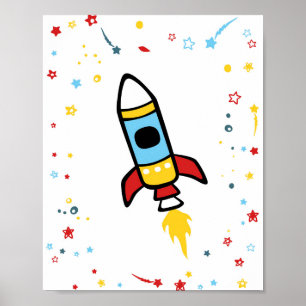 Affiche Outer Space decor, Rocket print 8x10